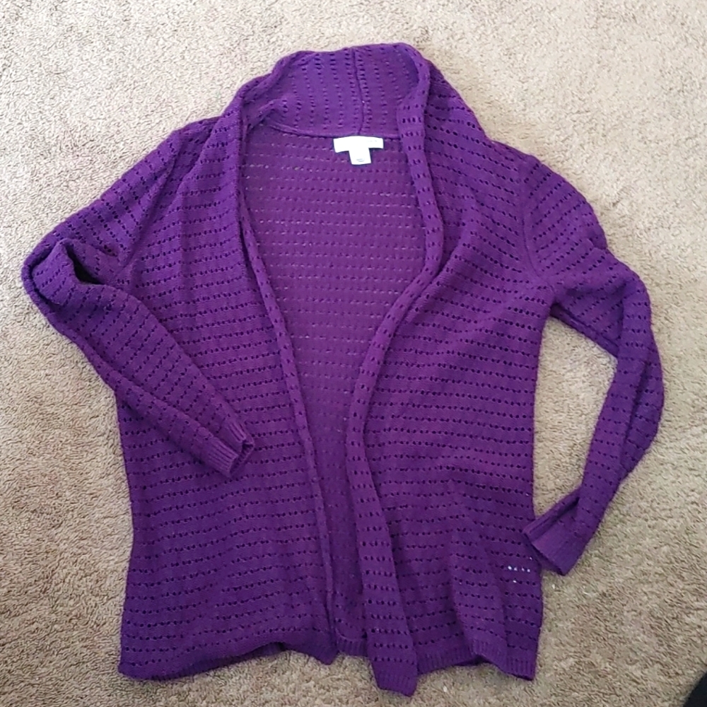 Christopher Banks Cardigan Sweater Purple Size Medium